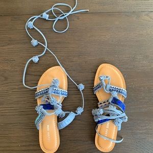 blue wrap sandals
